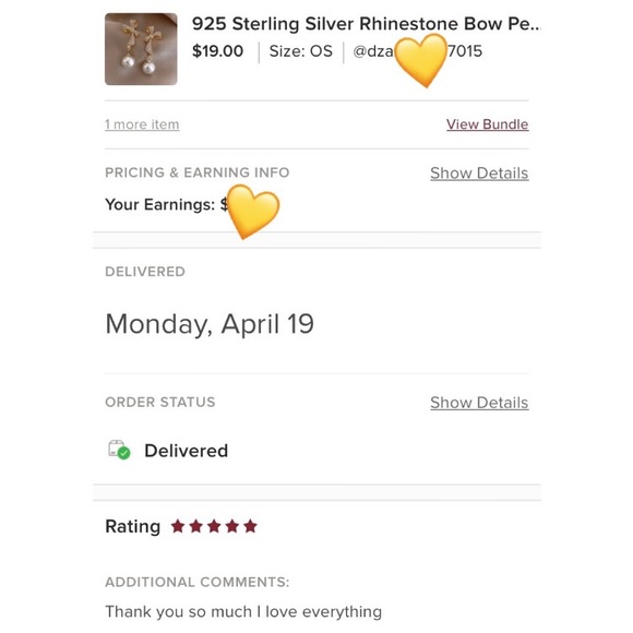 925 Sterling Silver Rhinestone Bow Pearl Earrings - Picture 7 of 8